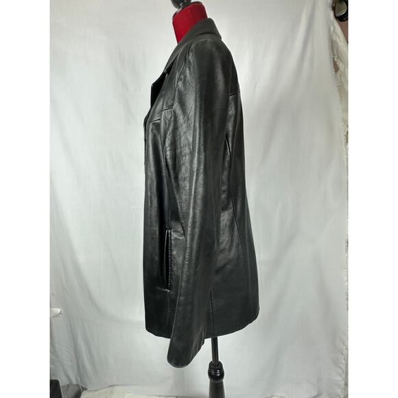 Nine West Womens Leather Jacket Size Large supple exquisite Y2K style car coat - Picture 14 of 16